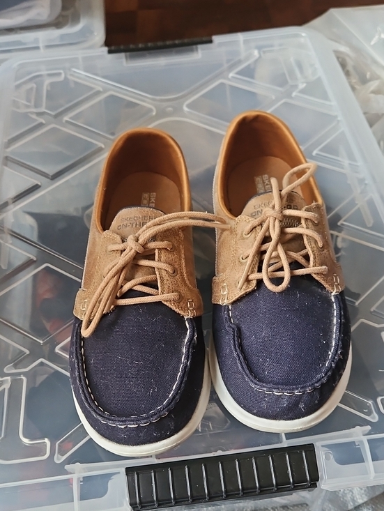 Skechers Shoes - Women's Skecher Casual Two-Tone Boat Shoes - Navy and Tan(14)